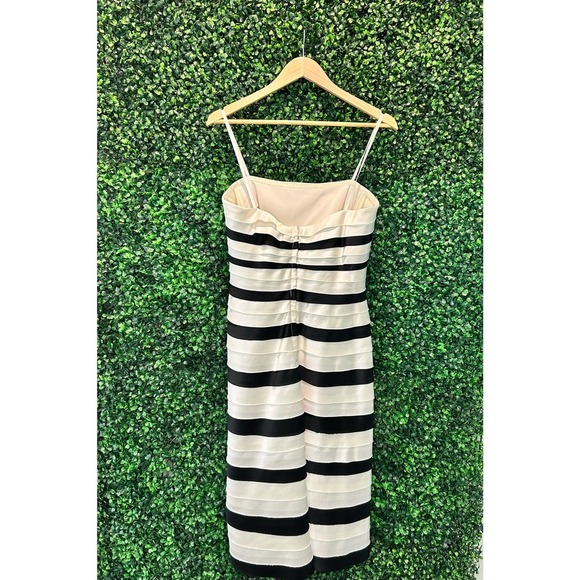 BCBG Black/White Satin LAYERED STRAPLESS Cocktail DRESS Size 12 - Picture 3 of 5